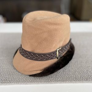 Vintage Men’s Wool Fur Detail Winter Hat with Earflaps Union Made Size Large